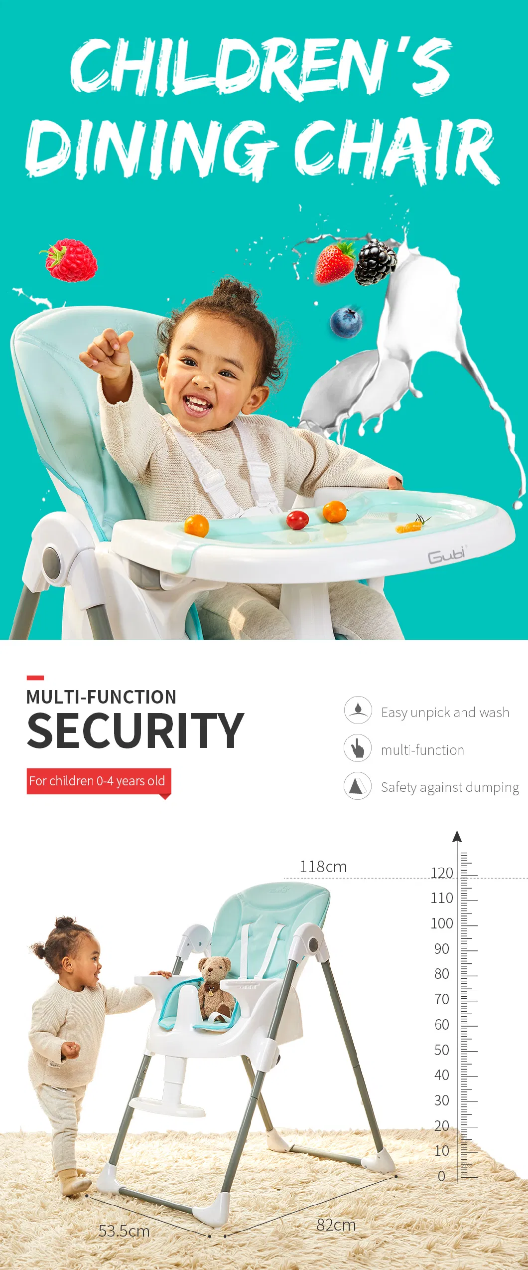 Chinese Safety High Quality Baby Feeding High Chair