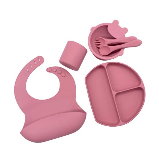 Assiette en gros bol et cuillère vaisselle de table ensemble d'alimentation pour bébé en silicone